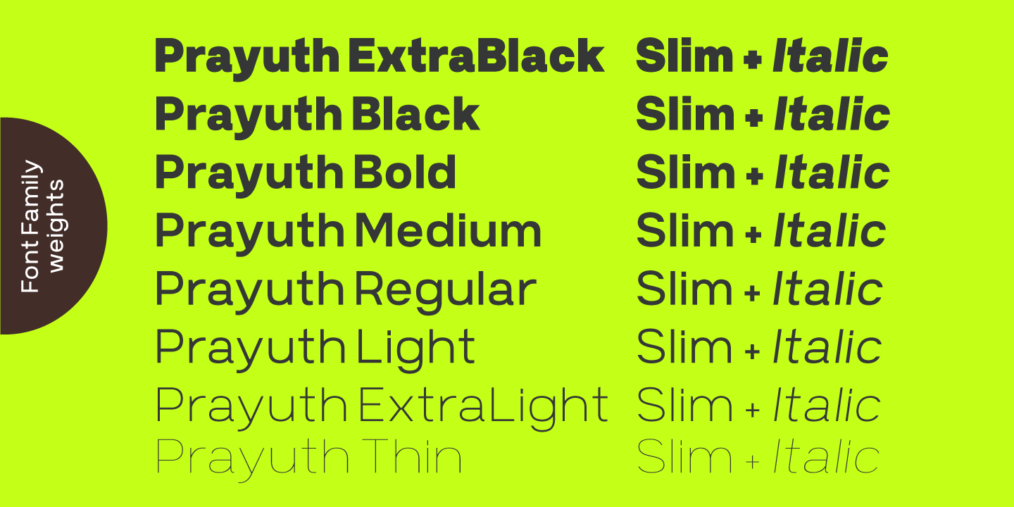 Przykład czcionki Prayuth Slim Extra Black Italic